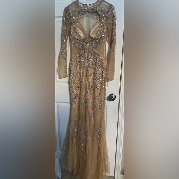 Jasz Couture - 6204 Illusion Embellished Sheath Gown - Picture 5 of 7